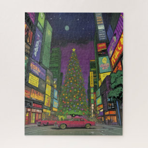 Puzzle Navidad futurista en Times Square