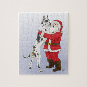 Puzzle Navidad Jowly de great dane que saluda