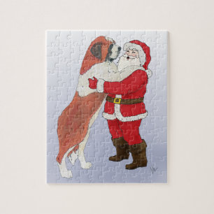 Puzzle Navidad Jowly de St Bernard que saluda