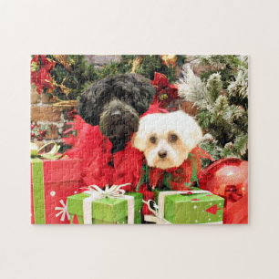 Puzzle Navidad - maltés - Annie y YorkiePoo - Hannah