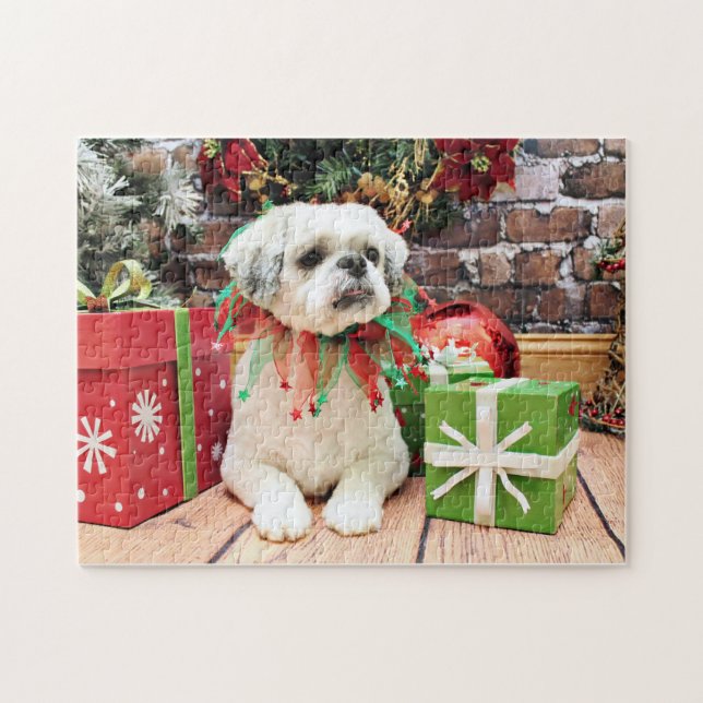 Puzzle Navidad - Shih Tzu - peluche (Horizontal)