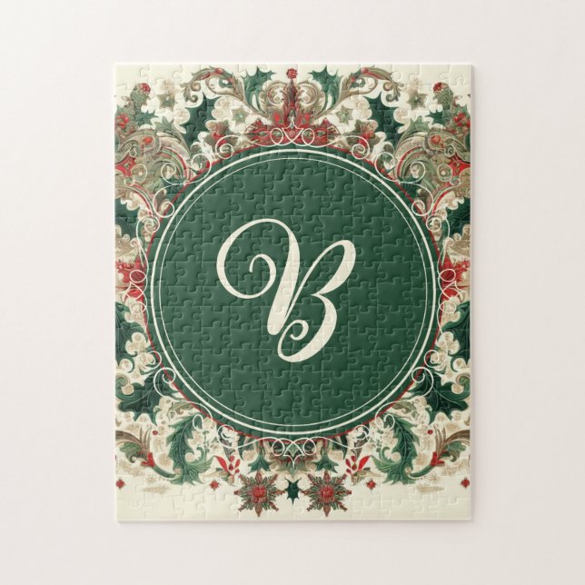 Puzzle Navidad victoriana/clásica/vintage personalizada (Vertical)