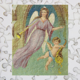 Puzzle Navidad Vintage, Ángel Victoriano con Querubín