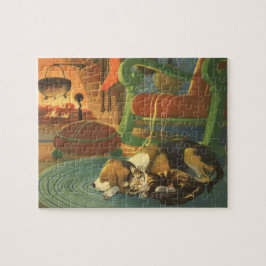 Puzzle Navidad Vintage, Animales Durmiendo junto a la Chi