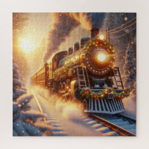 Puzzle Navidad Vintage Ferrocarril Invernal Nevado