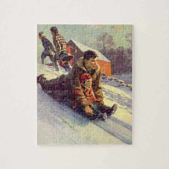 Puzzle Navidad vintage, padre e hija (Vertical)