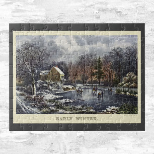 Puzzle Navidad Vintage, Patinadores de Invierno Temprano 
