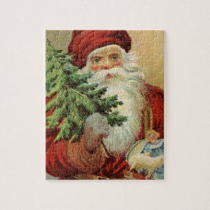 Puzzle Navidad Vintage, Santa Claus Victoriano con árbol