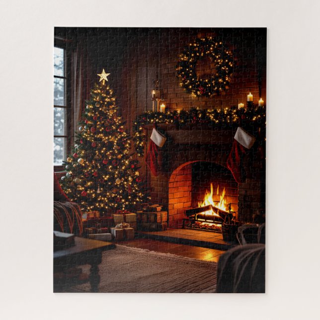 Puzzle Navidades acogedores con chimenea con almacenes y  (Vertical)