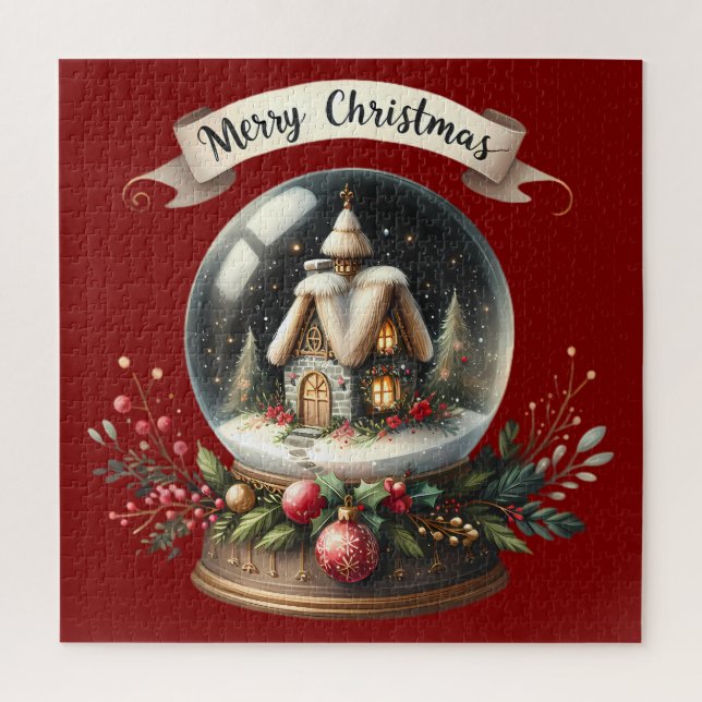 Puzzle Navidades acogedores Escena de la cabaña de glóbul