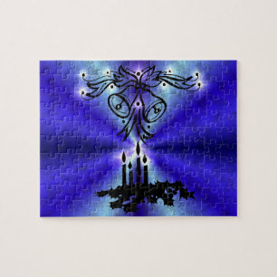 Puzzle Navidades Artdeco sobre el arcoiris verde azul