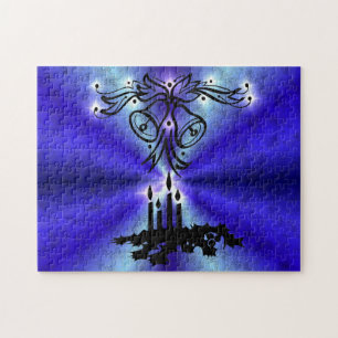 Puzzle Navidades Artdeco sobre el arcoiris verde azul