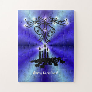 Puzzle Navidades Artdeco sobre el arcoiris verde azul
