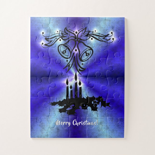 Puzzle Navidades Artdeco sobre el arcoiris verde azul (Vertical)