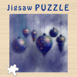 Puzzle Navidades azul oscuro colgando baudillos pintura -