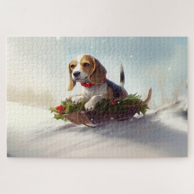 Puzzle Navidades Beagle en invierno (Horizontal)
