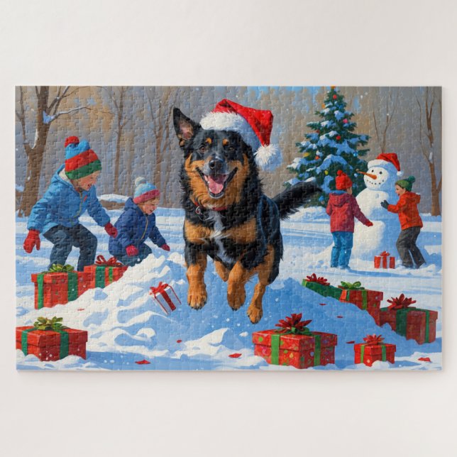 Puzzle Navidades belgas malineses celebran escena de niev (Horizontal)