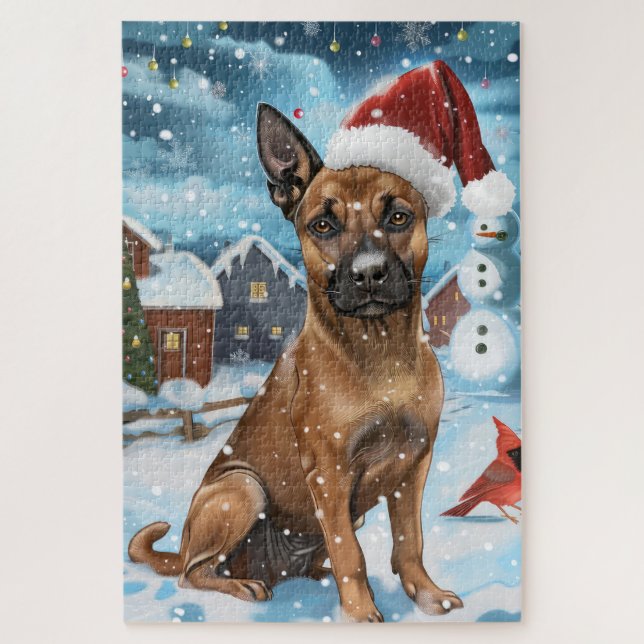 Puzzle Navidades belgas malinoi Dog Winter Wonderland (Vertical)