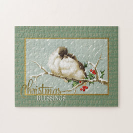 Puzzle Navidades bendicen la nieve, los pájaros y la repr