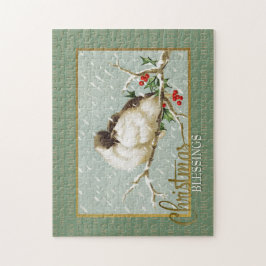 Puzzle Navidades bendicen la nieve, los pájaros y la repr