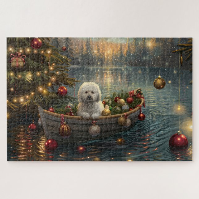 Puzzle Navidades Bichon Frise Voyage festivo (Horizontal)