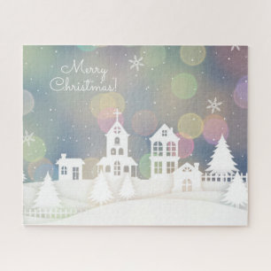 Puzzle Navidades blancos con luces de Bokeh