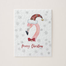 Navidades blancos Flamingo Santa Snowflake