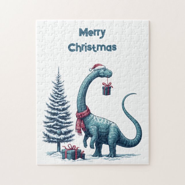 Puzzle Navidades Brontosaurus dinosaur (Vertical)