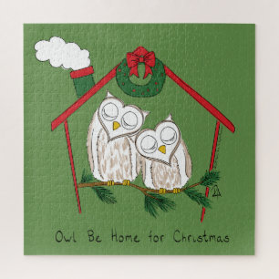 Puzzle Navidades búhos adoran divertida festividad