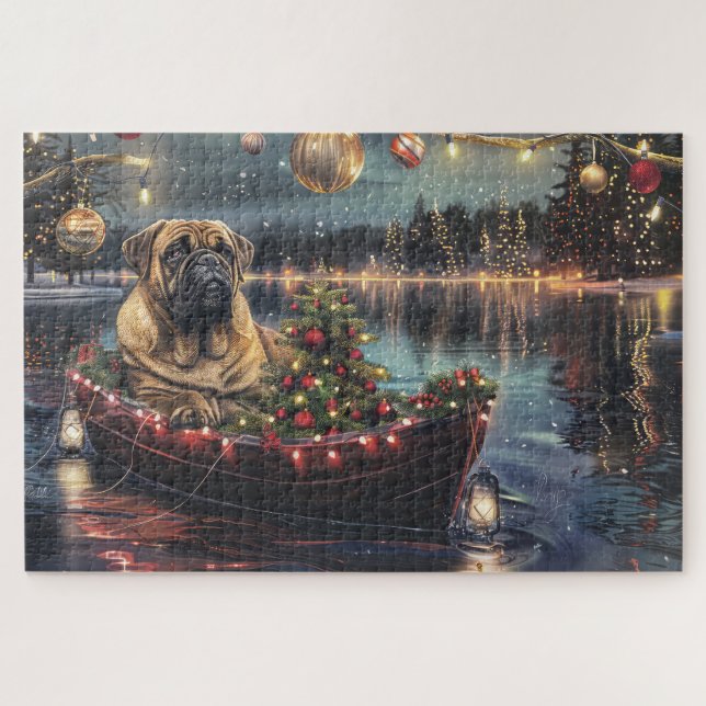 Puzzle Navidades Bullmastiff Voyage festivo (Horizontal)