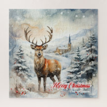 Navidades caprichosos con renos en la nieve