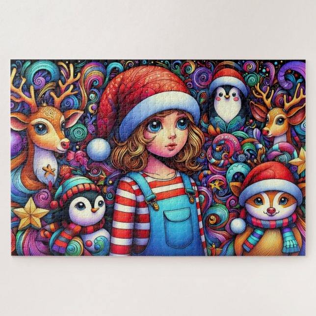 Puzzle Navidades caprichosos de niños y animales (Horizontal)