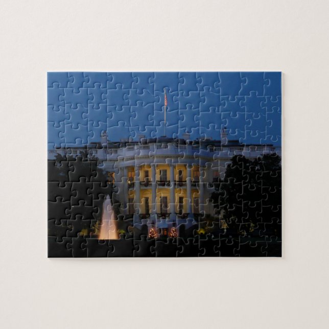 Puzzle Navidades Casa Blanca de noche en Washington DC (Horizontal)