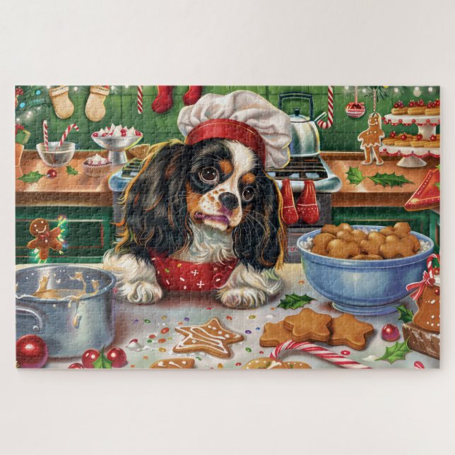 Puzzle Navidades Cavalier King Charles Spaniel Baking (Horizontal)