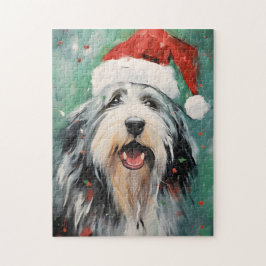 Puzzle Navidades Collie con barba pinchan arte