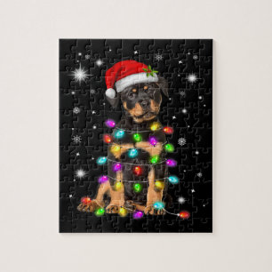 Puzzle Navidades Con Perro Rottweiler