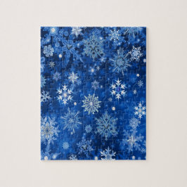 Puzzle Navidades Copos de nieve azules y plateados