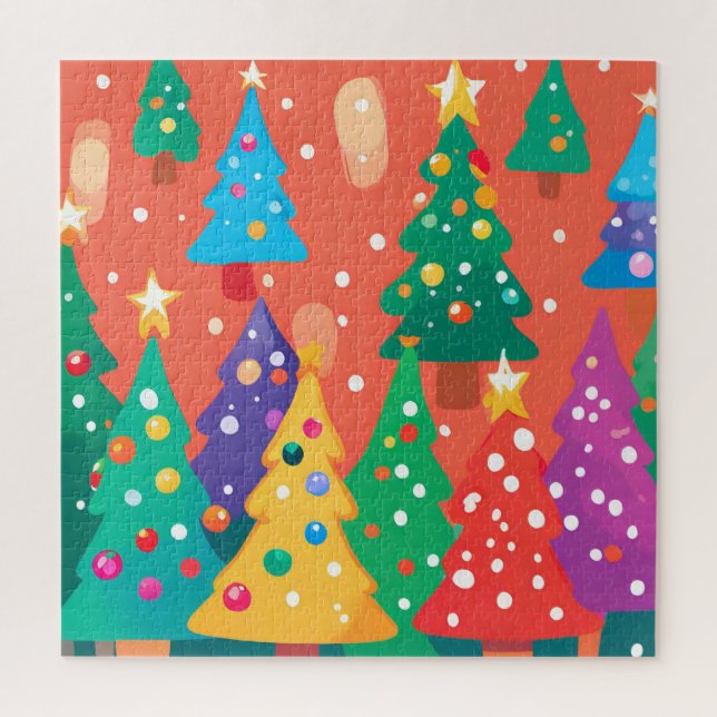 Puzzle Navidades Cutest Personalizado Colorful Trees (Vertical)
