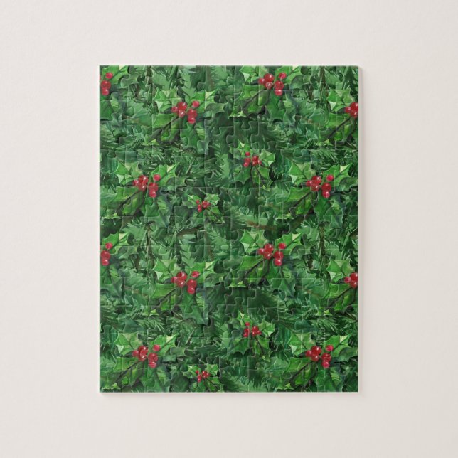 Puzzle Navidades de acuarela Holly Berries (Vertical)