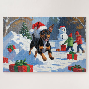 Puzzle Navidades de Affenpinscher en escena de nieve fest