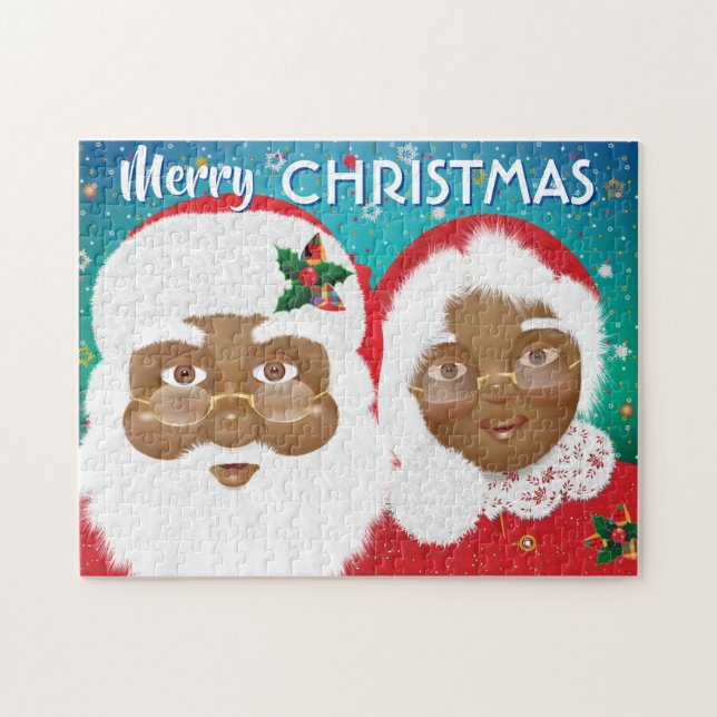 Puzzle Navidades de African American Santa y Mrs Claus (Horizontal)