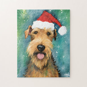 Puzzle Navidades de Airedale Terrier pinchan obras de art