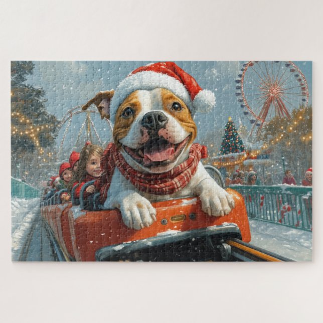Puzzle Navidades de American Staffordshire Dog (Horizontal)
