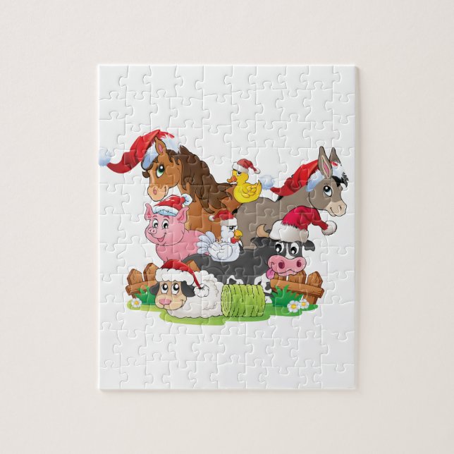 Puzzle Navidades de animales de granja (Vertical)