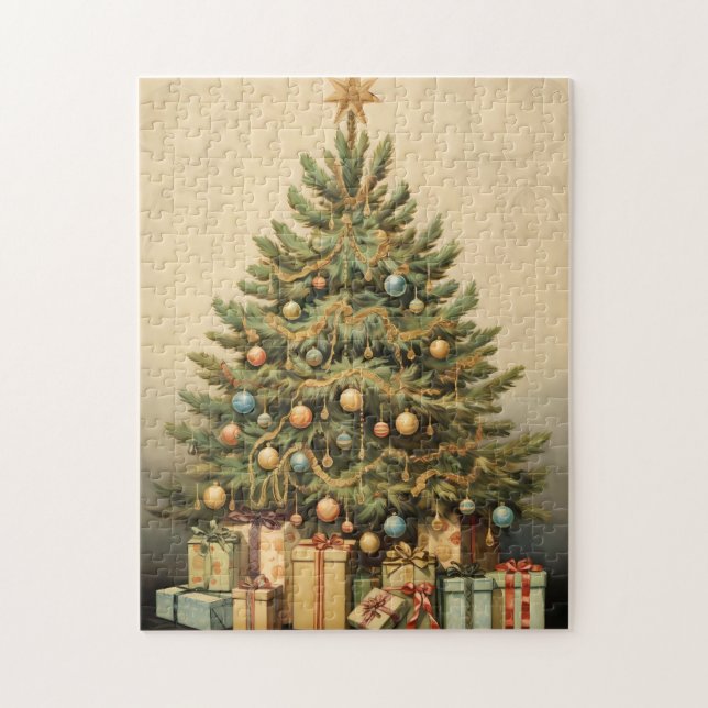 Puzzle Navidades De Árbol Vintage Descarga De Invierno (Vertical)