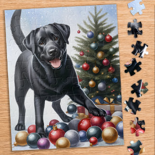 Puzzle Navidades de árboles de vacaciones de perro de Lab