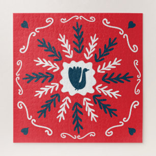Puzzle Navidades de arte Folk Doodle Tile