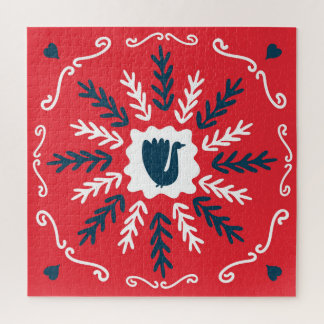 Puzzle Navidades de arte Folk Doodle Tile