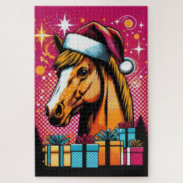 Puzzle Navidades de arte pop Navidades de caballos y rega