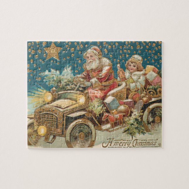 Puzzle Navidades de autos antiguos de Santa Claus (Horizontal)